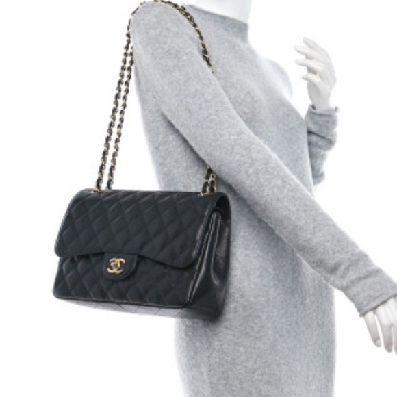 CHANEL Classic Double Flap Bag Quilted Caviar Jumbo Black - Picture 2 of 14